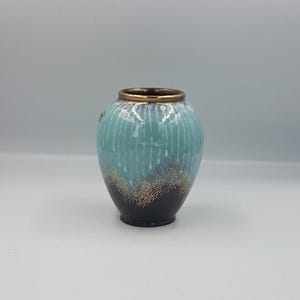 Carstens West German Pottery Vase in Blue with Gilding, Vintage c.1950s, WGP, Vintage Blue Western Germany Pottery Vase, Mid-Century Vase