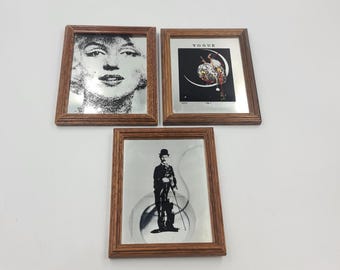 Vintage Small Mirror Marilyn Monroe, Vogue or Charlie Chaplin, c.1980s