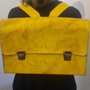 vintage Sac à dos sac à dos en cuir de l'ère spatiale suisse, vers 1960