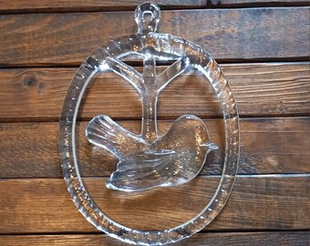 Kosta Boda Glass Dove Suncatcher, Bertil Vallien 1970s Adorno de ventana