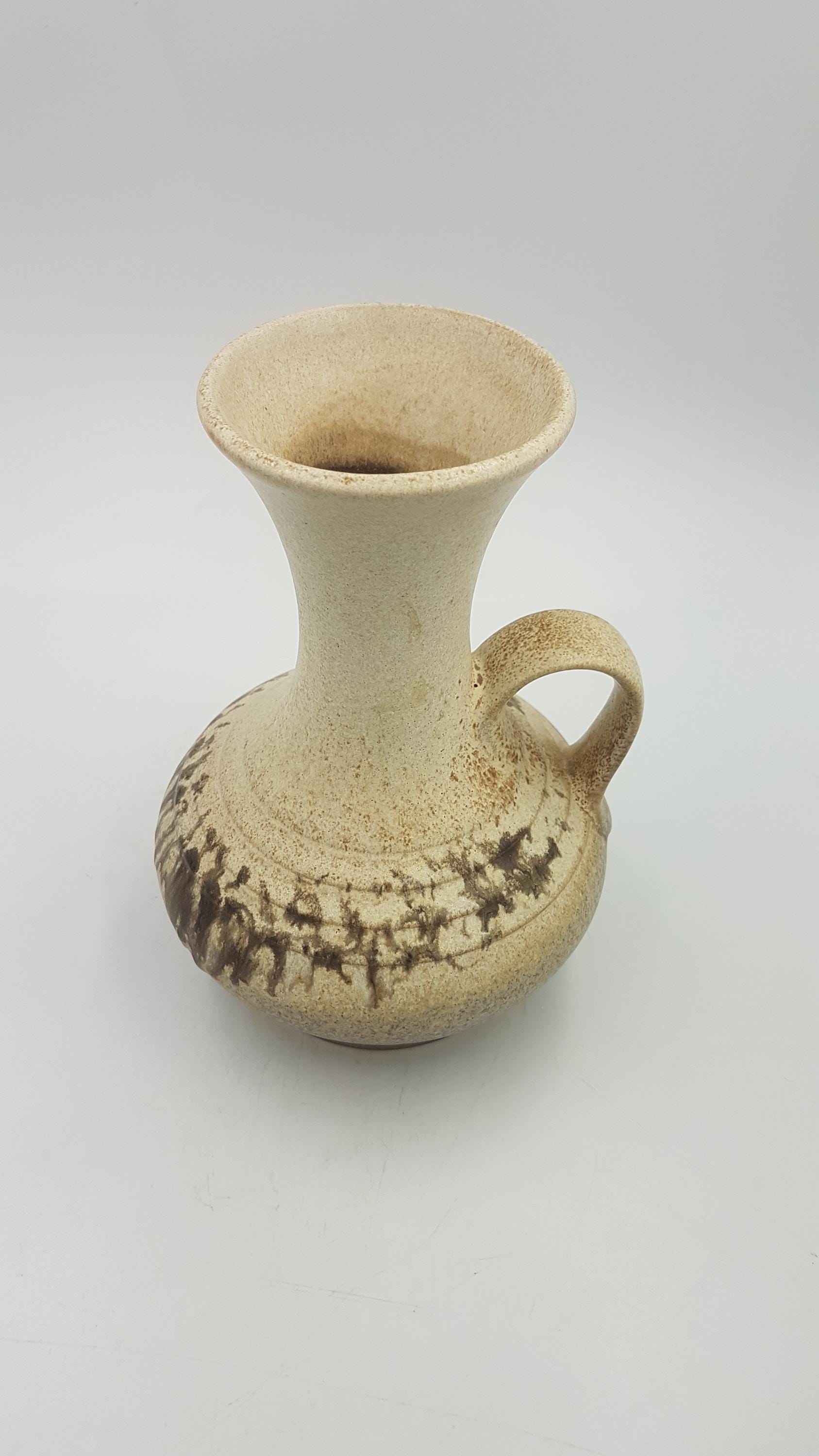 ベージュ 陶器製 花瓶 テクスチャー ヴィンテージ シュトイラー陶器花瓶、ベージュブラウン、西ドイツ