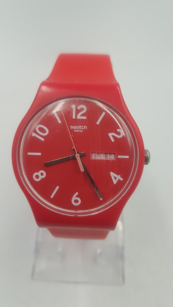 Swatch Watch 'Moin Moin Hamburg' Gent in Red and White SUOR705C, Limited Edition