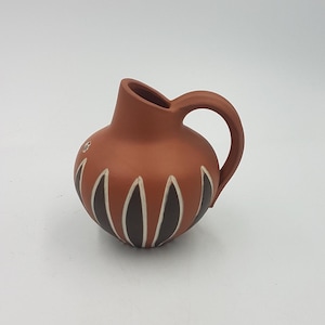 Vintage West German Pottery Vase called Eiwa (Flix) with Carved Lotus Motif, 1950s