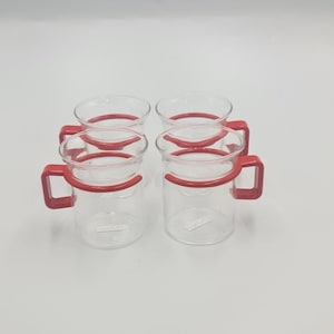 Set of Four Vintage Bodum Bistro Red Mugs, Tea Coffee Cups, c.1980s, Red Picard Mugs, Red Bodum Bistro Cups