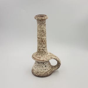 Vest Keramiek &#39;Fat Lava&#39; Marius van Woerden Pottery Vase Gouda Netherlands Covered in White Foamy Lava Glaze with Handle, Vintage 1970s