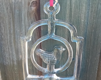 Vintage Kosta Boda Bird Glass Suncatcher, Bertil Vallien, ornamento de ventana de diseño sueco