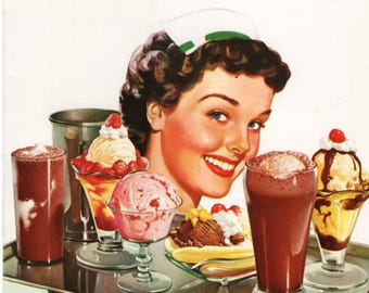Vintage 1950s Lithographed Menu Cover Nostalgic Kitchen Decor