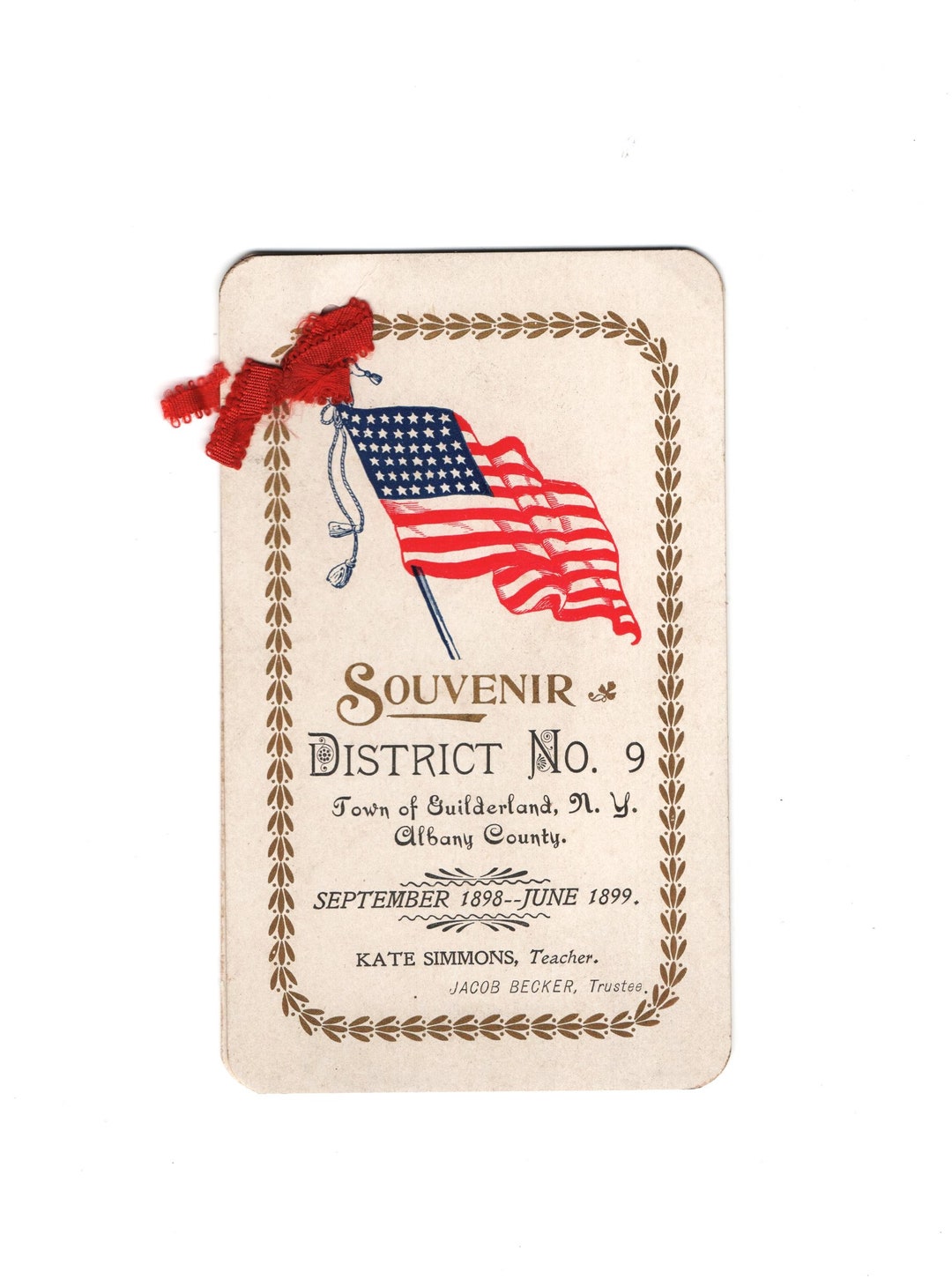 Antique School Souvenir District 9 Sept 1898 to June 1899 Guilderland