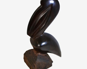 Vintage Ironwood Pelican Sculpture 8 Inch Carved Figurine