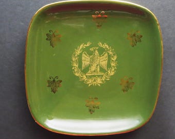 Vintage Limoges France Porcelain Trinket Dish Green Gold Gilt Butterfly Ring Dish Vanity Decor