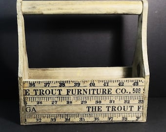 Vintage Trout Furniture Wooden Tote Farmhouse Organizer Herb Planter