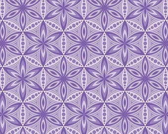 Flower of Life by Sarah Vedeler for Benartex 06191 Purple sold by the 1/2 yd.