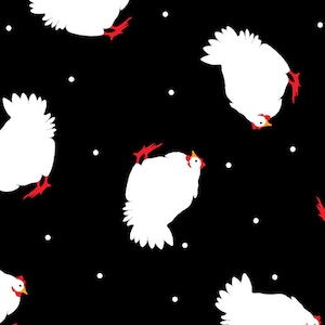 Henrietta Hen by Maria Kalinowski for Kanvas 8594-12 Black sold by the 1/2 yd.