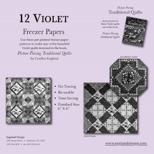 12 Violet Freezer Paper Patterns by Cynthia England for Book Picture Piecing Traditional Quilts