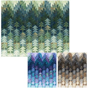 Misted Pines Quilt Kit Blue Stonehenge Gradations by Northcott Throw Size
