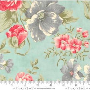 Collections For A Cause Etchings by 3 Sisters for Moda Fabrics 44330-12 Aqua sold by the 1/2 yd.