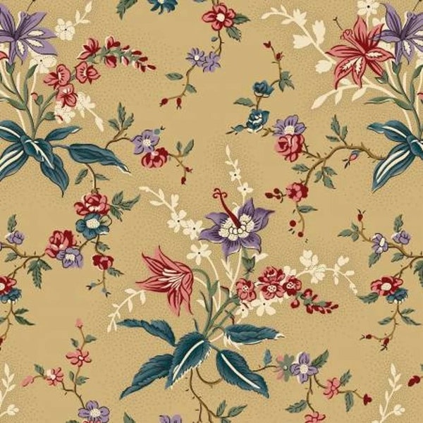 A Return to Elegance by Julie Rothermel for Marcus Fabrics R3301-Tan one 3/4 yd. remnant