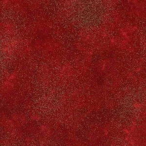 Könnte beinhalten: Roter Stoff mit einer dezenten goldenen Glitzertextur. Der Stoff hat eine leicht marmorierte Optik.