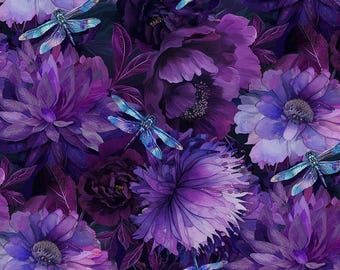 Libellen-Nebel von timeless Treasures NATURE-CD3892 Lila versandfertig (0,5m)