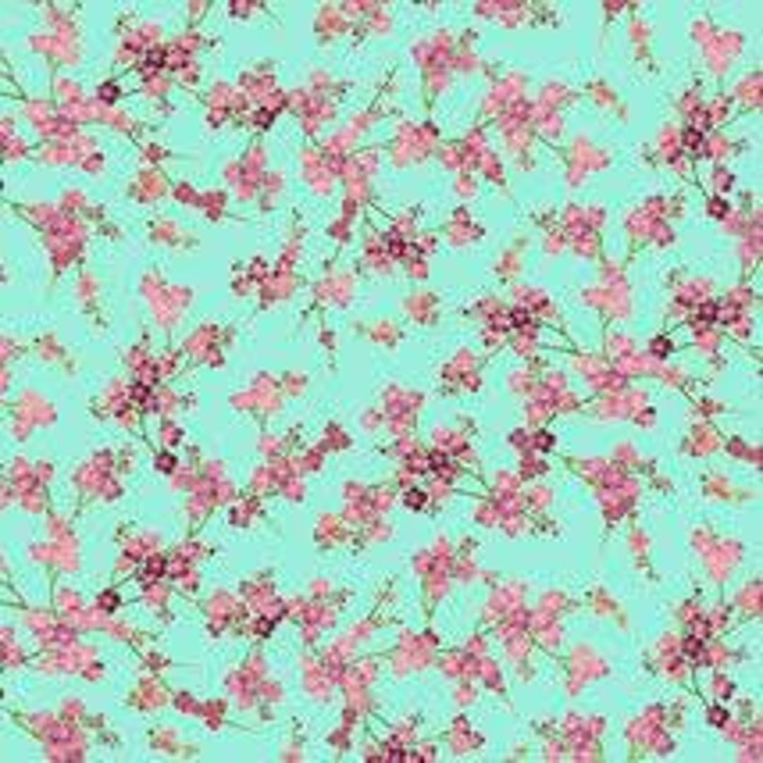 Shizuka by Chong-a Hwang for Timeless Treasures FLEUR CM3165 Aqua Sold ...