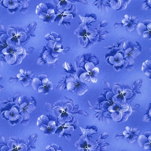 Flowerhouse Collection Brightly So by Debbie Beaves for Robert Kaufman FLH-21174-4 Blue sold by the 1/2 yd.