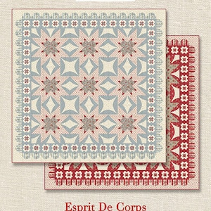 Esprit De Corps-quiltkit met Jardin de Fleurs-collectie van de Franse generaal voor Moda Red 96 x 96 inch