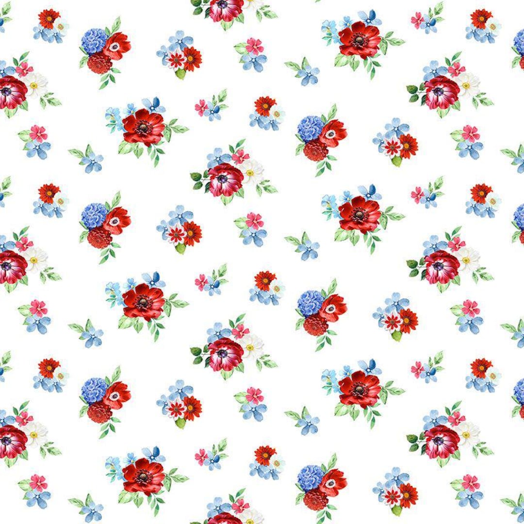 Stars and Stripes by Timeless Treasures FLEUR CD3271 White Sold by the ...
