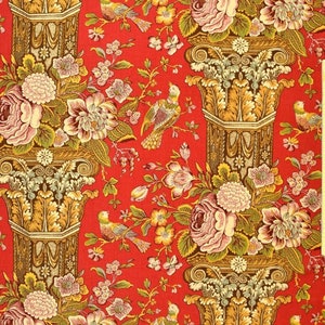 Cloverdale House by Di Ford-Hall for Andover A7965-Red sold by the 1/2 yd.