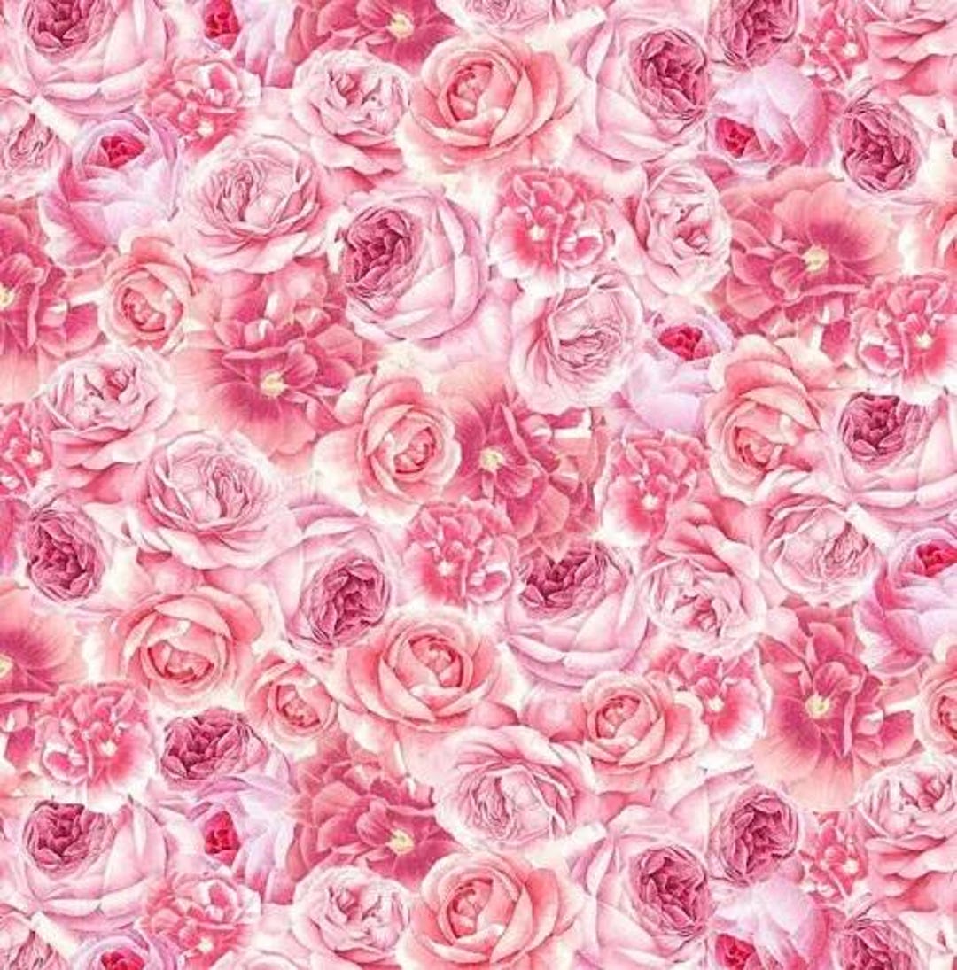 Belle Fleur Packed Pink Roses by Timeless Treasures CD3006 Rose Sold by ...