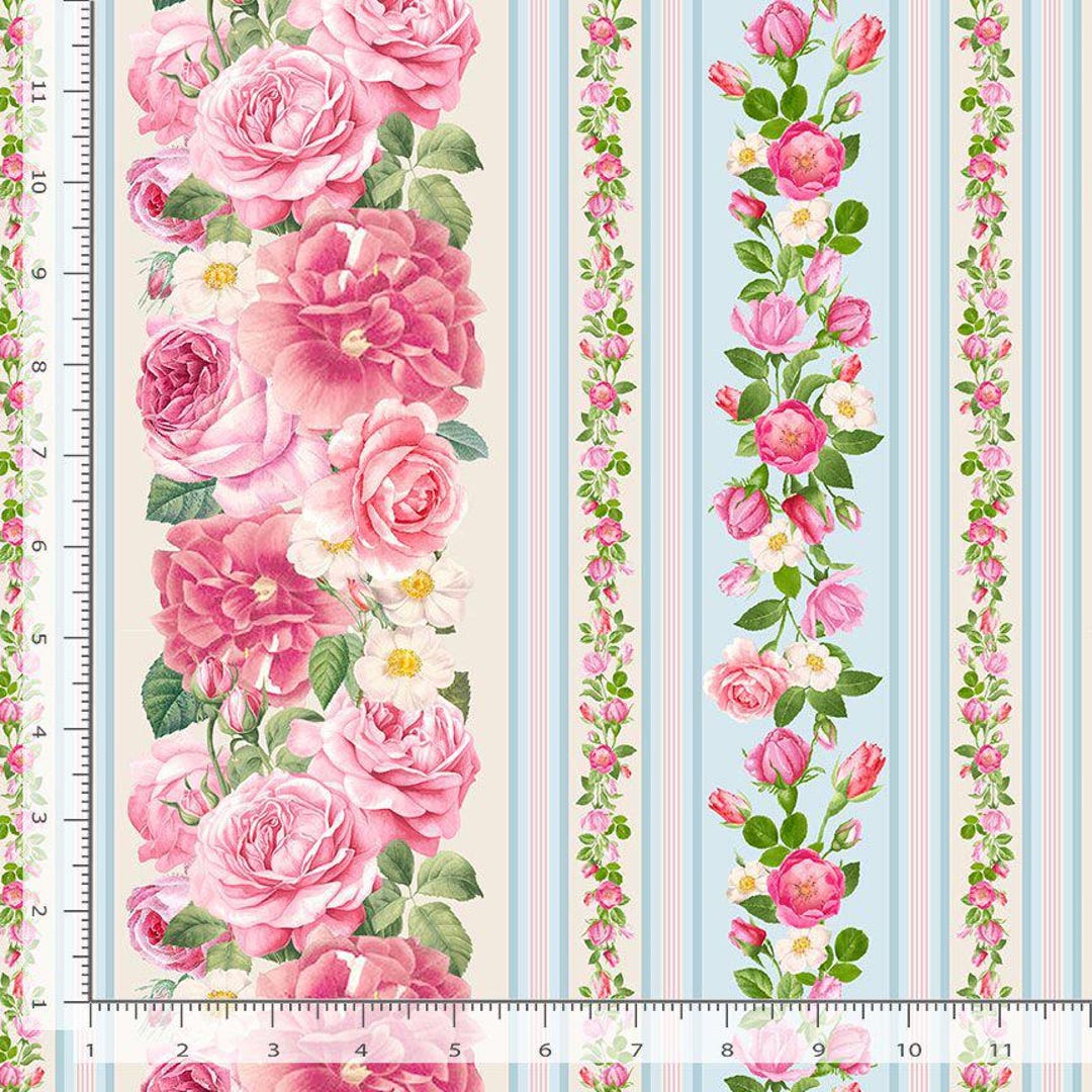 Fleur 11" Border Stripe by Timeless Treasures CD 3002 Multi Sold by the ...