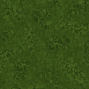 Essentials Scroll by Wilmington Prints 1077-89025-799 Dk. Green sold  by the 1/2 yd.