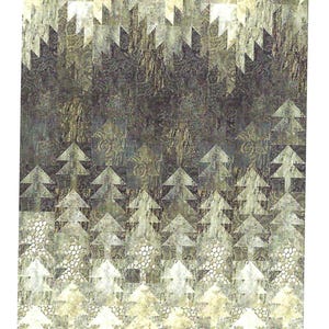 May include: A quilt pattern featuring a winter solstice design with a forest of stylized trees in shades of brown and green. The pattern is called "Winter Solstice" and is by Patti Carey of Patti's Patchwork. The pattern is available in throw size (56" x 69") and queen size (88" x 110").