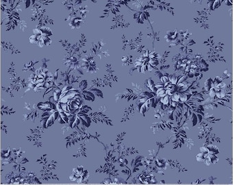 Jasper Blue Flower Picking  Hedge by Whistler Studios for Windham Fabrics 54367-3 Blue Iris sold by the 1/2 yd.