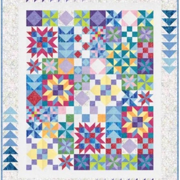 Symphony Bright BOM Quilt Kit by Linda & Deborah of Frog Hollow Designs for Northcott 66"X78"