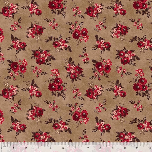 Rory by Whistler Studios for Windham Fabrics 53713-5 Rich Bouquets Fawn sold by the 1/2 yd.