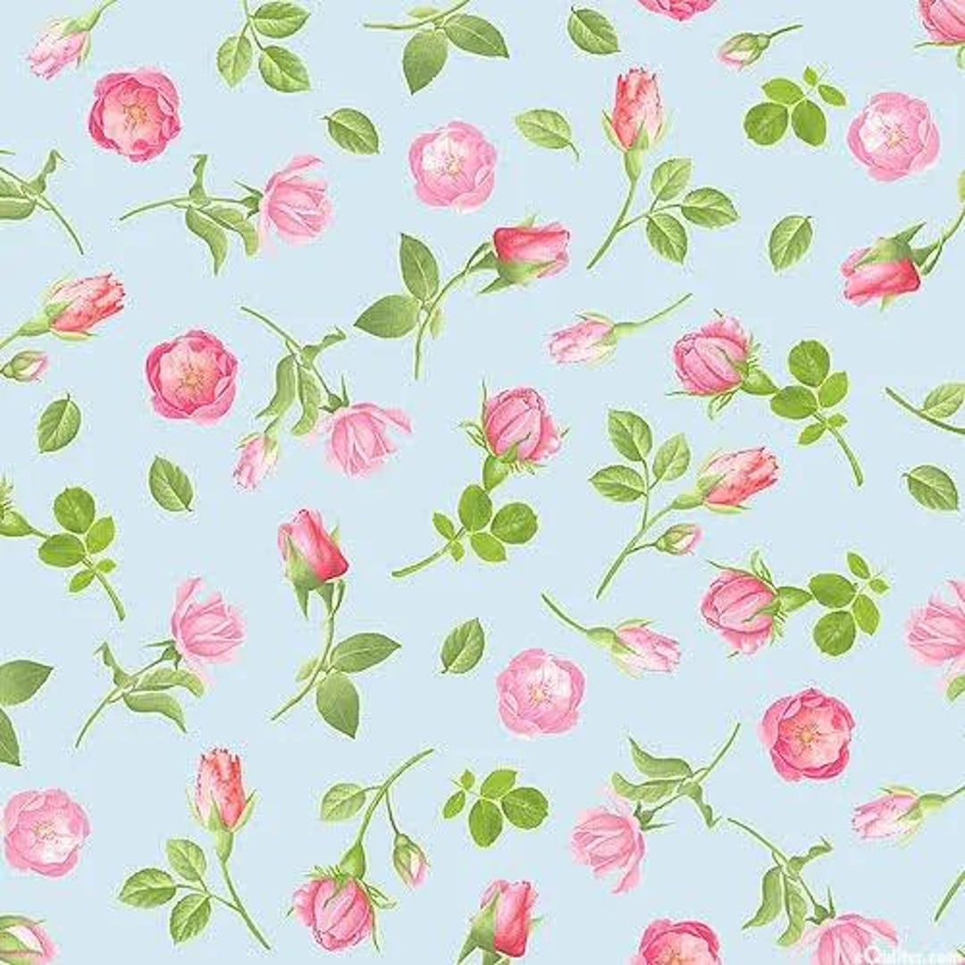 Belle Fleur Tossed Tiny Roses by Timeless Treasures CD3007 Blue Sold by ...