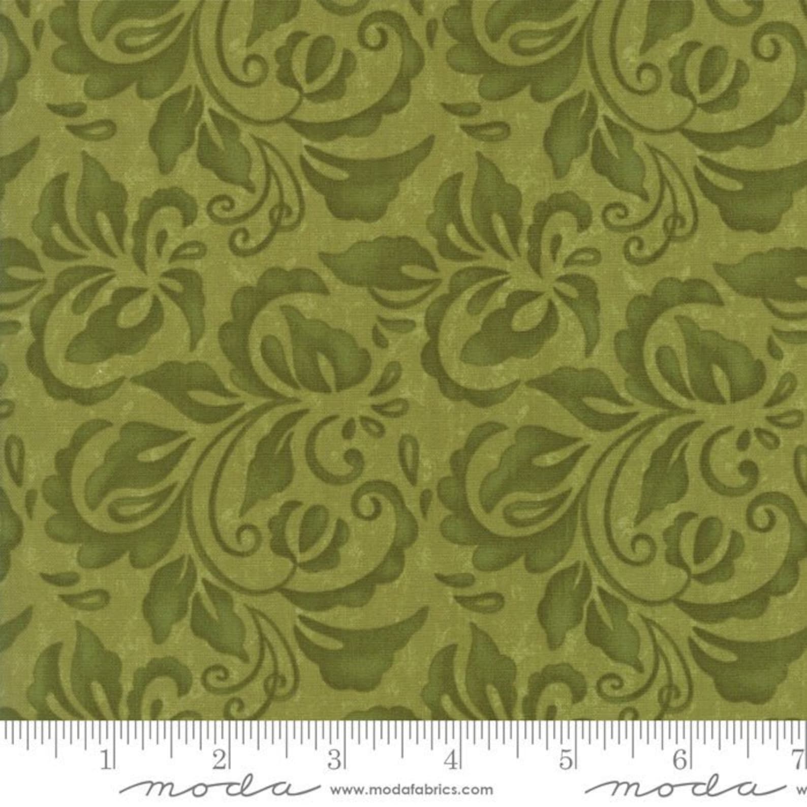 Plush Damask by Sandy Gervais for Moda Fabrics 17892-14 Moss Sold by ...