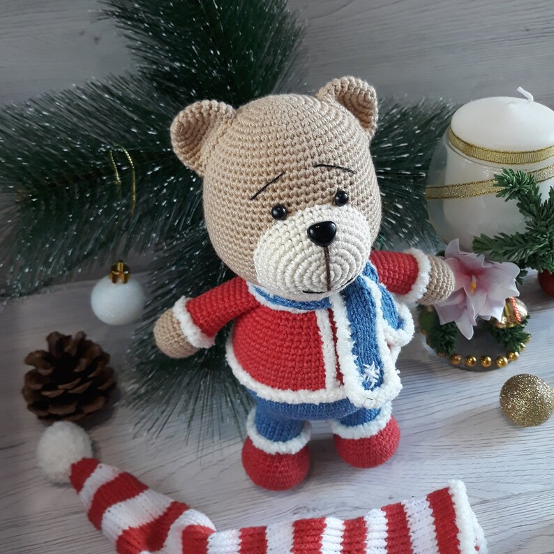 CHRISTMAS BEAR PATTERN crochet amigurumi cute Teddy bear in | Etsy