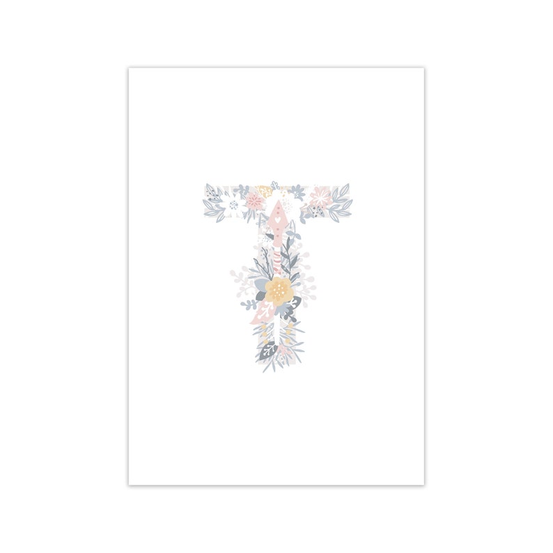 Floral Letters T Print