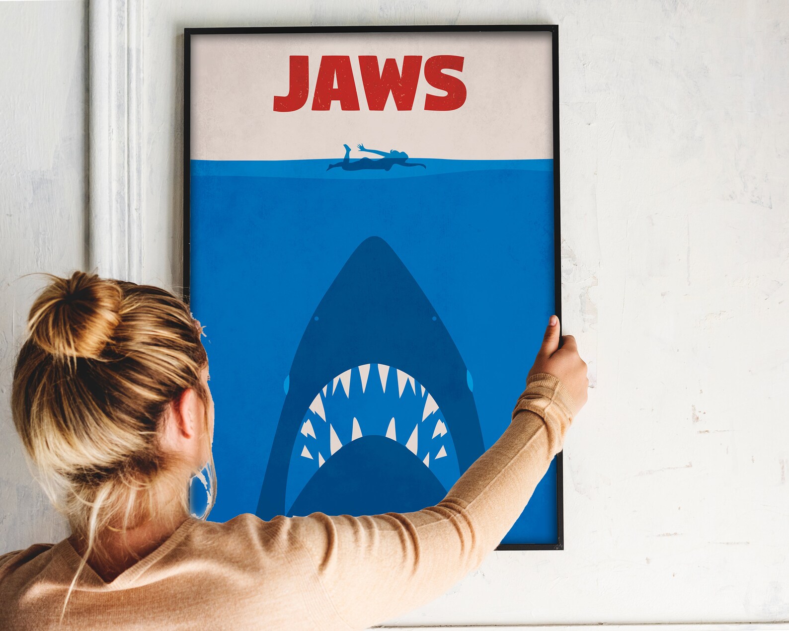 Jaws Poster Movie Wall Art Print Decor Minimalist Retro Etsy