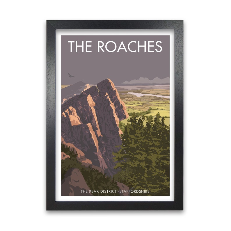 Modern Art Travel Decor Housewarming Gift Art Deco Print Roaches Peak District Framed Travel Art Print City Art Vintage Travel Poster