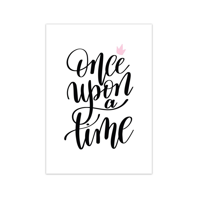 Nursery Wall Art Decor Once Upon A Time Black Typography Print Boho Nursery Decor Neutral Housewarming Gift