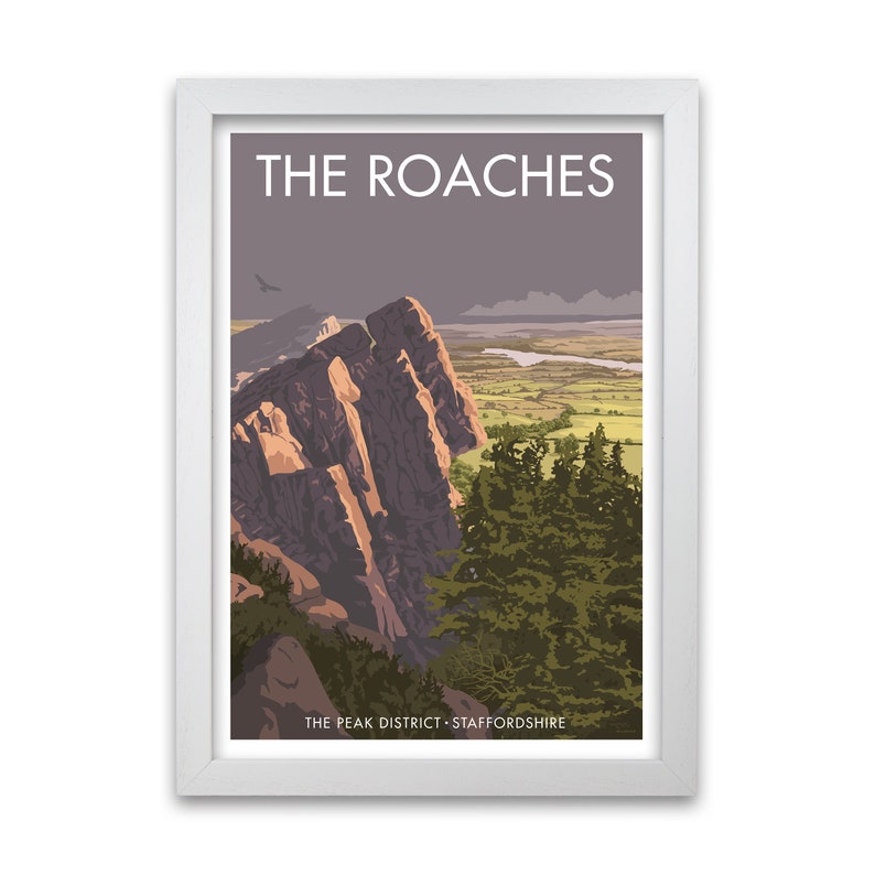 Modern Art Travel Decor Housewarming Gift Art Deco Print Roaches Peak District Framed Travel Art Print City Art Vintage Travel Poster