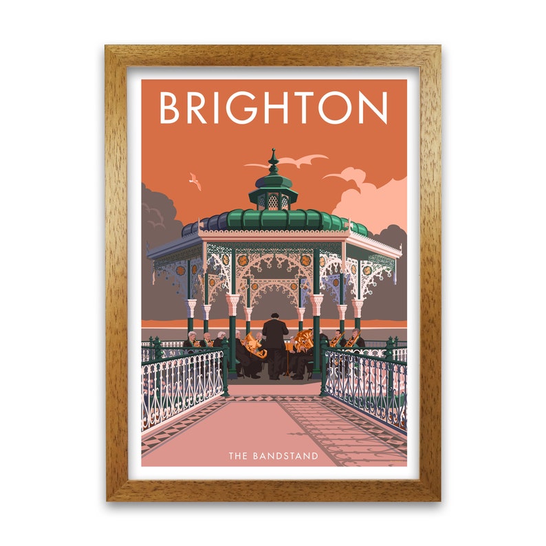 Brighton Print Bandstand Framed Travel Art Vintage Travel ...