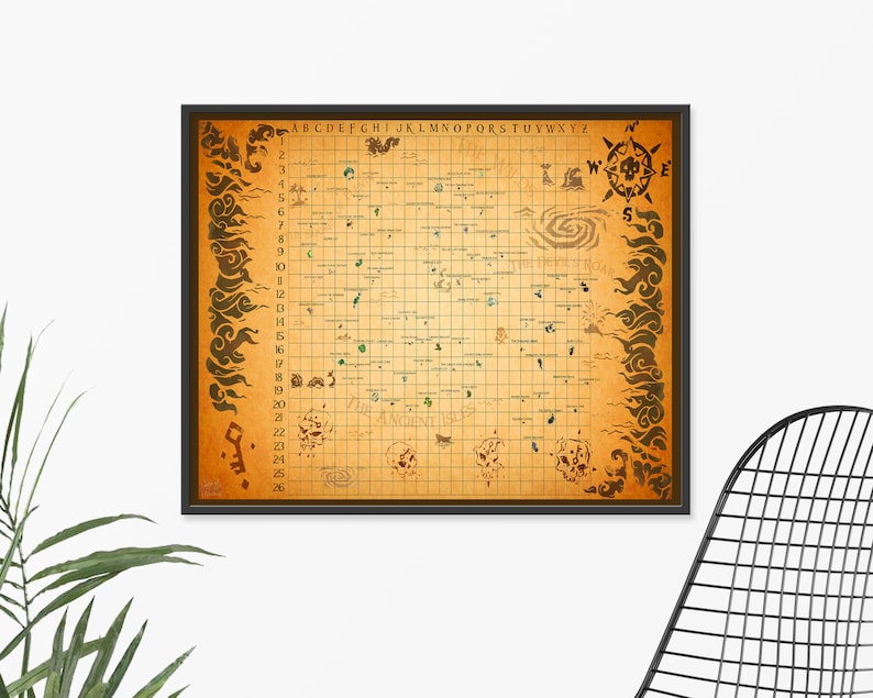 Sea of Thieves Poster Gaming Map Print  Framed Gaming Art image 0
