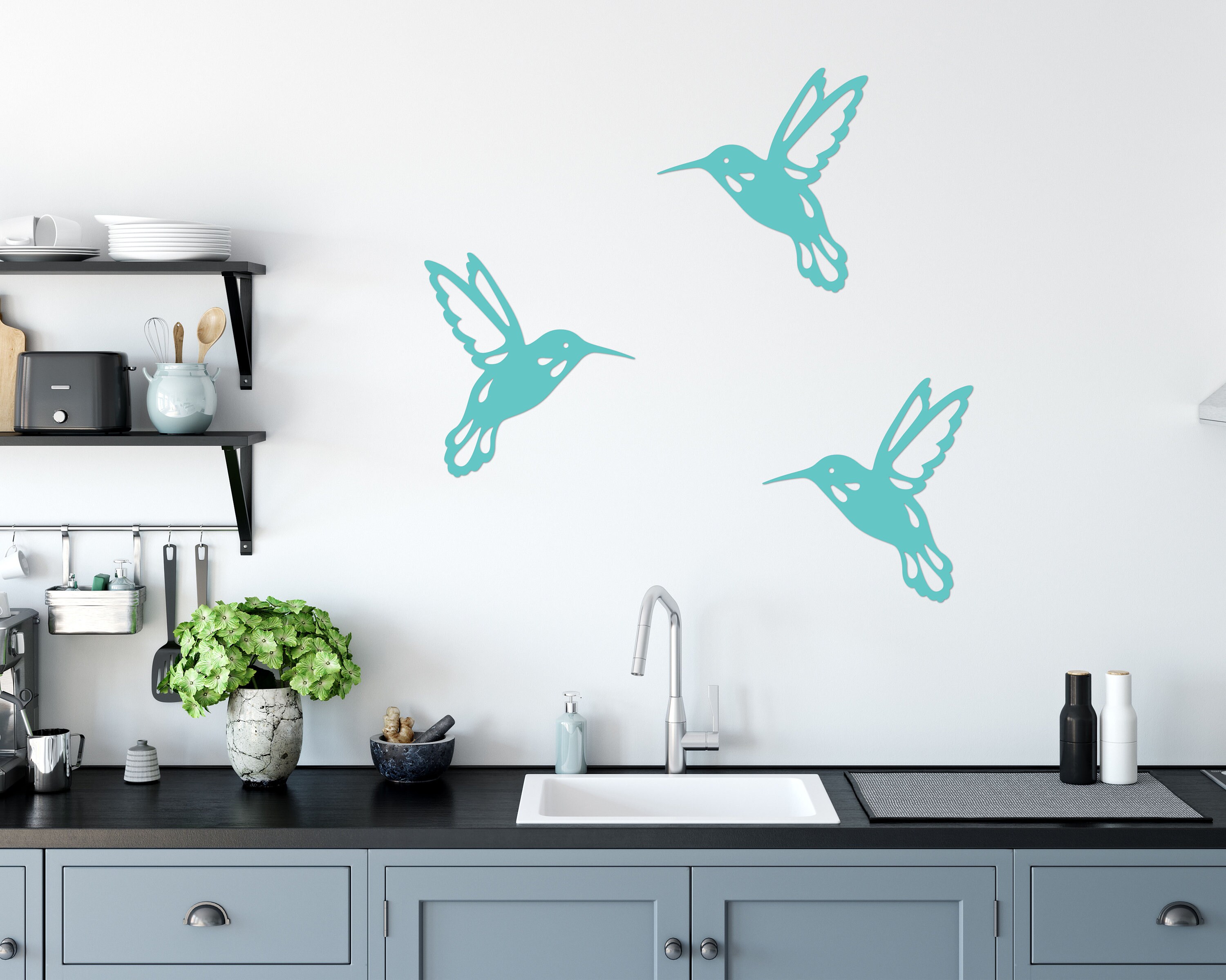 Hummingbird Set Garden Wall Decor Hummingbird Garden Wall Etsy