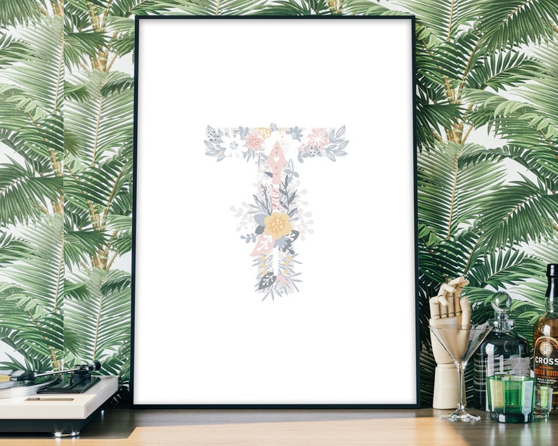 Floral Letters T Print