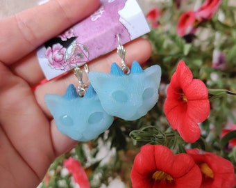 Blue orange gradient mini faun resin kitty cat ring