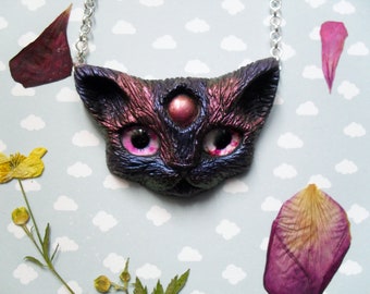 Blue orange gradient mini faun resin kitty cat ring