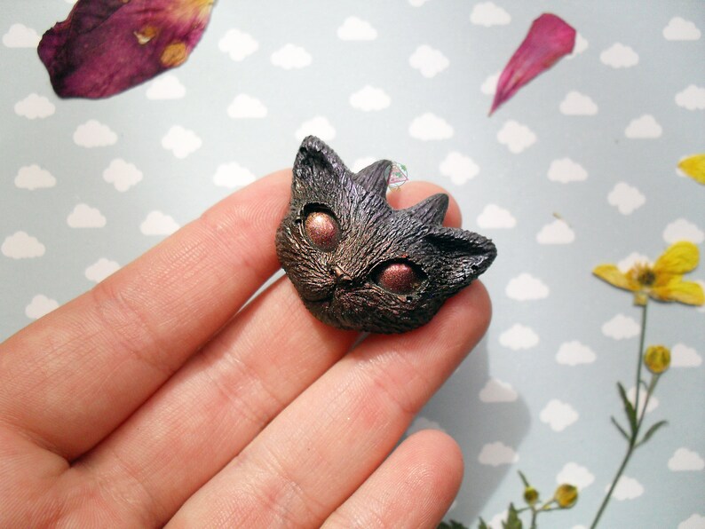 Blue orange gradient mini faun resin kitty cat ring